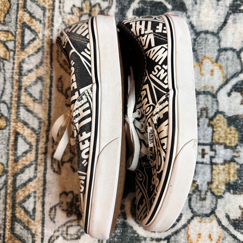 Vans Authentic Black White "Off the Wall" Logo Print Sneakers‎ Womens 6 Mens 4.5 - Picture 6 of 8